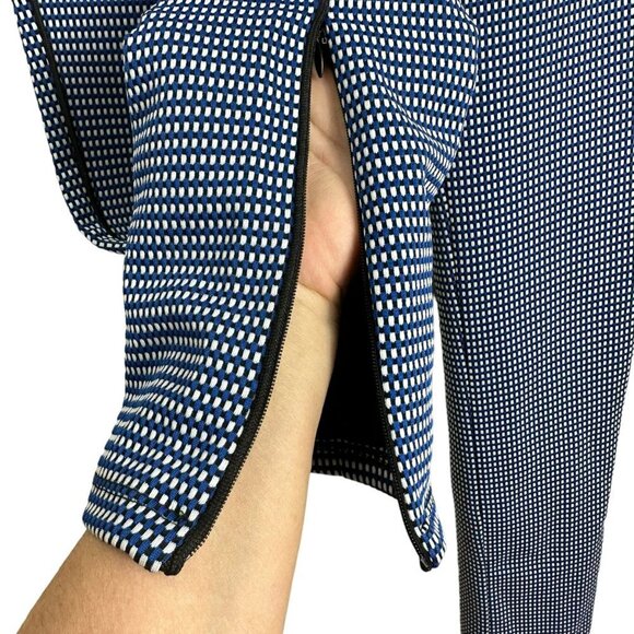 ZARA Jacquard Blue White Jacquard Leggings Zip Hem Size Small - Picture 10 of 14